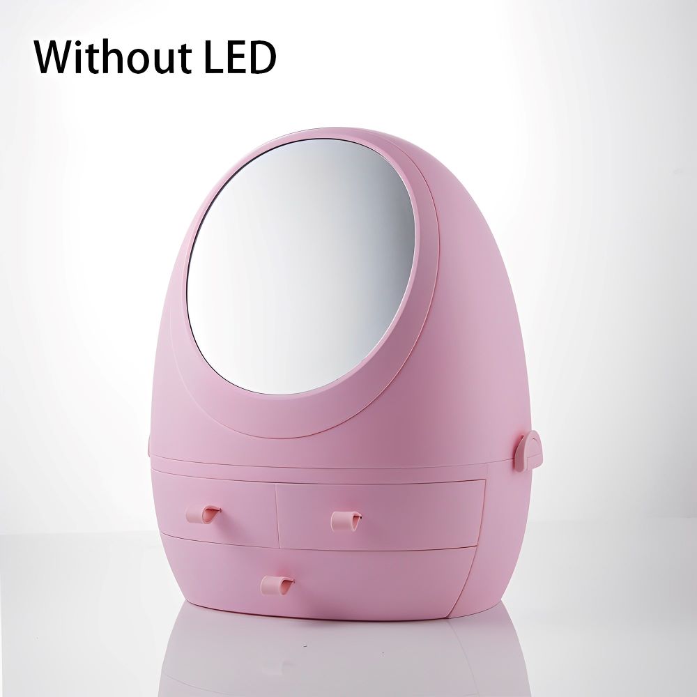 Cosmetic Storage Box with Makeup LED Mirror - Egg-Shaped Organiser-DriHer