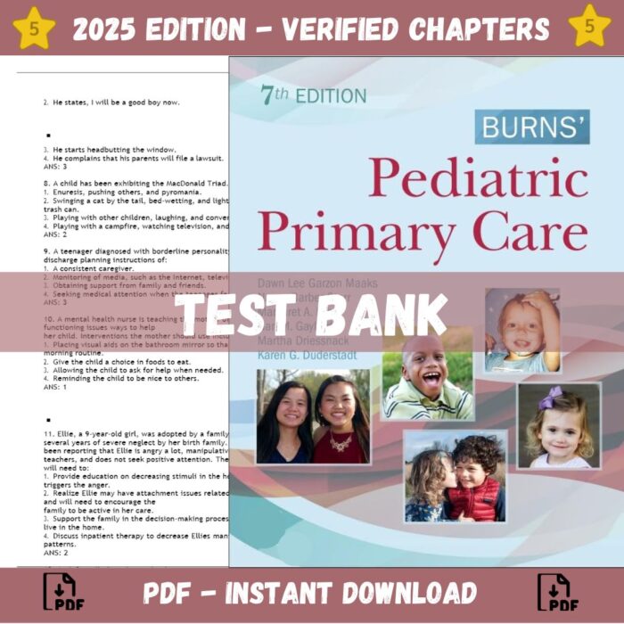 test bank - Burns' Pediatric Primary Care 7th Edition (Dawn Lee Garzon, 2019)