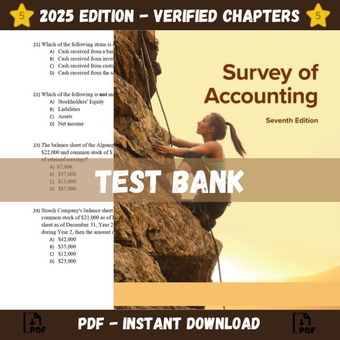 Test Bank - Survey of Accounting 7th Edition (Edmonds, 2023), Chapter 1-16