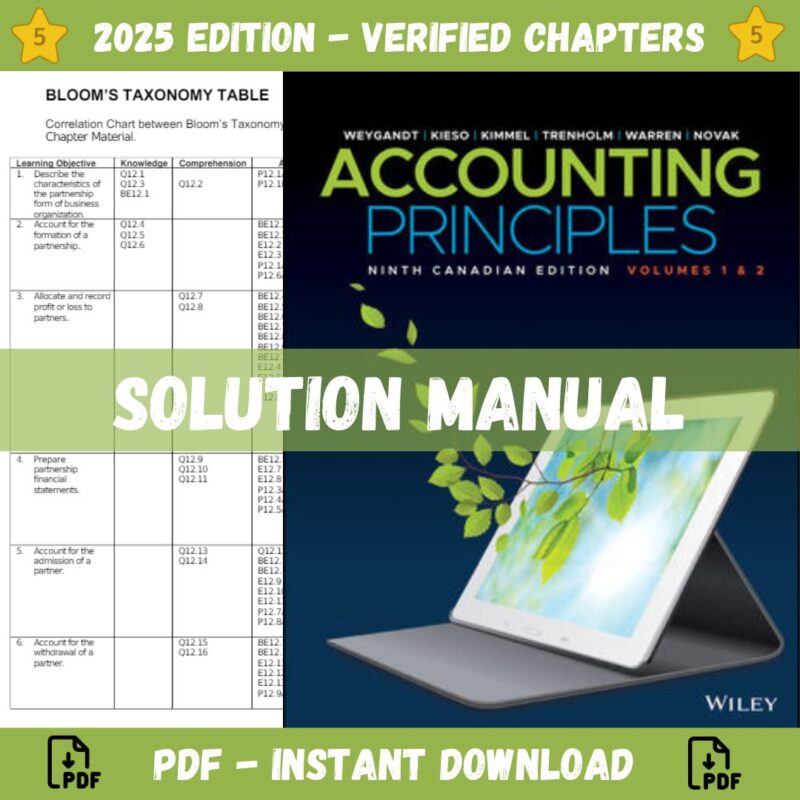 Solution Manual - for Accounting Principles (Volume 1-Volume 2) 9th Canadian Edition (Weygandt, 2023)