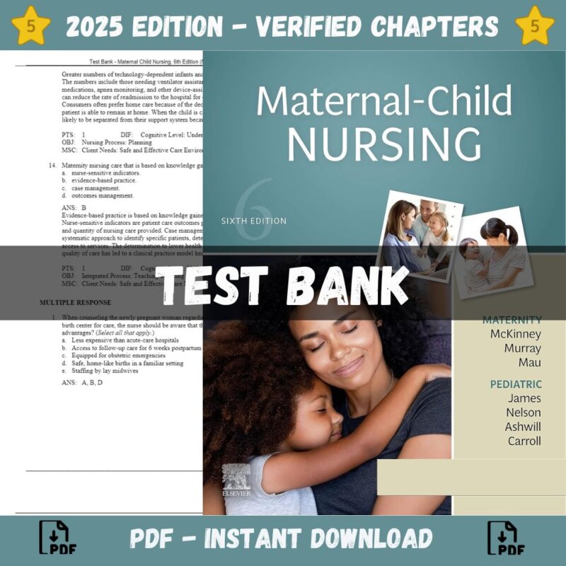 Test Bank – Maternal Child Nursing, 6th Edition (McKinney, 2022)