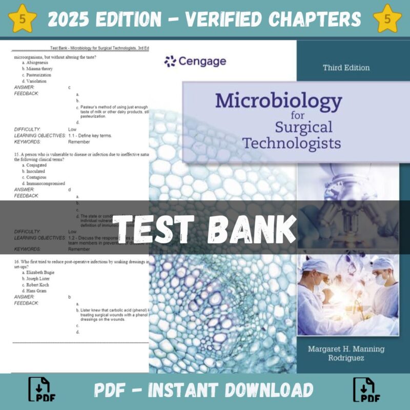 Test Bank – Microbiology for Surgical Technologists, 3rd Edition (Rodriguez, 2023)