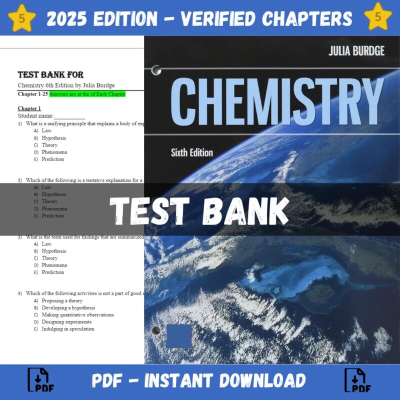 Test bank - Chemistry 6th Edition (Julia Burdge, 2022)