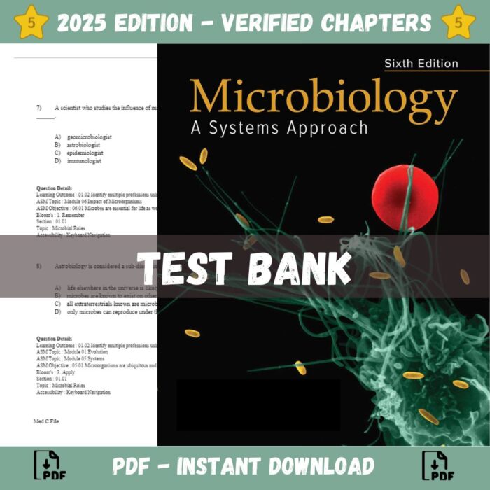 Test bank - Microbiology A Systems Approach 6th Edition (Cowan, 2021)