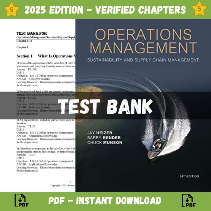 Test bank - Operations Management Sustainability and Supply Chain Management 14th Edition (Heizer, 2022)