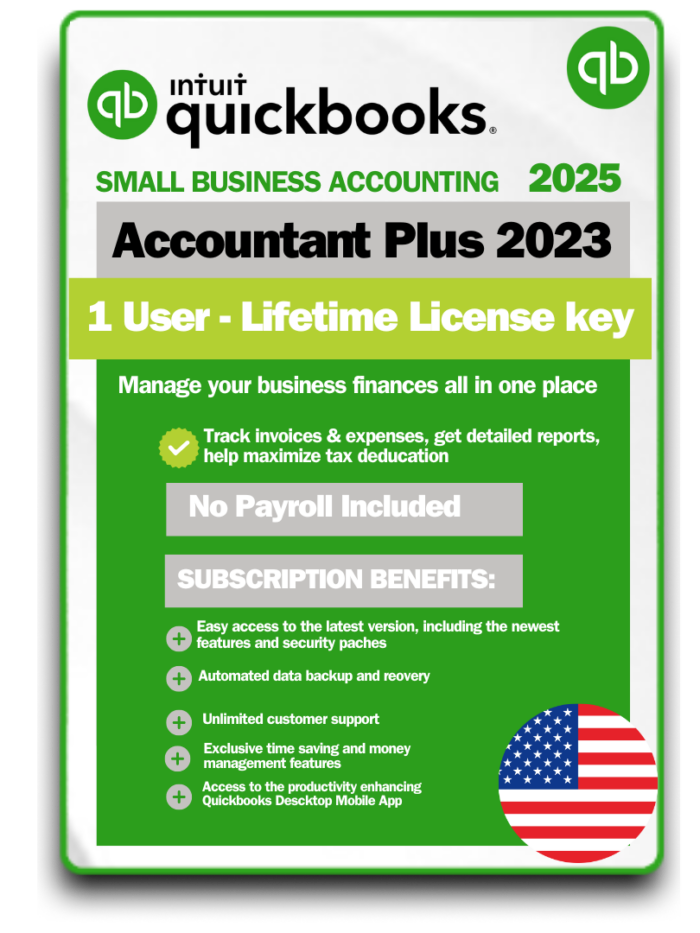 QuickBooks Desktop Accountant Plus 2023 1 User Lifetime License Key New