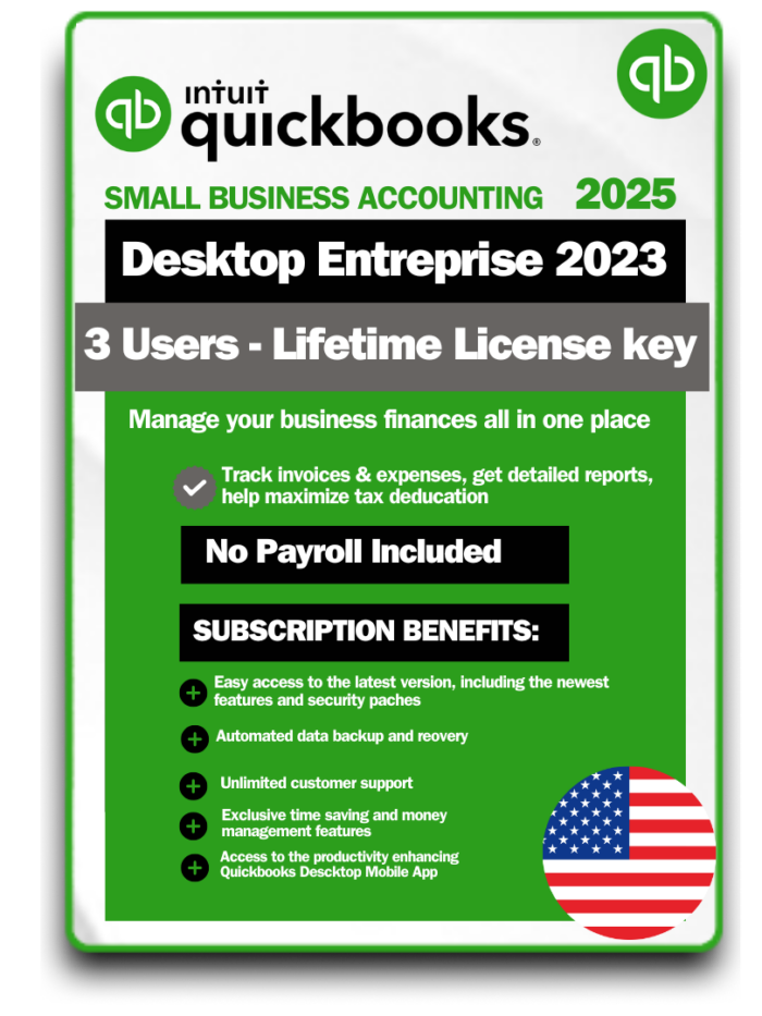 QuickBooks Desktop Enterprise 2023 3 Users Lifetime License key New