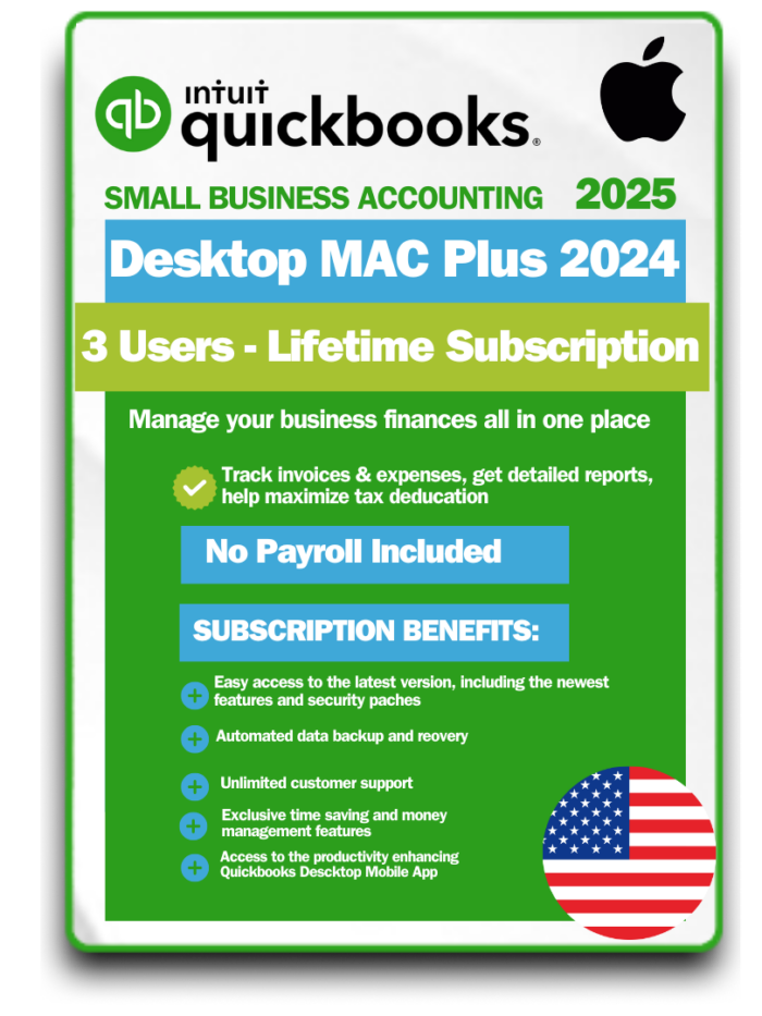 QuickBooks Desktop MAC Plus 2024 3 Users Lifetime Subscription