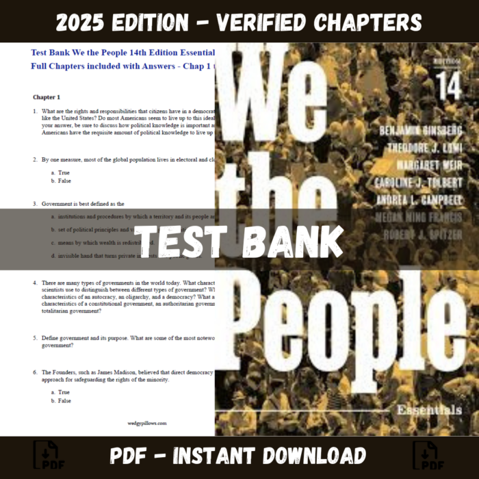 Test Bank For We the People, 14th Edition Essentials by Benjamin Ginsberg