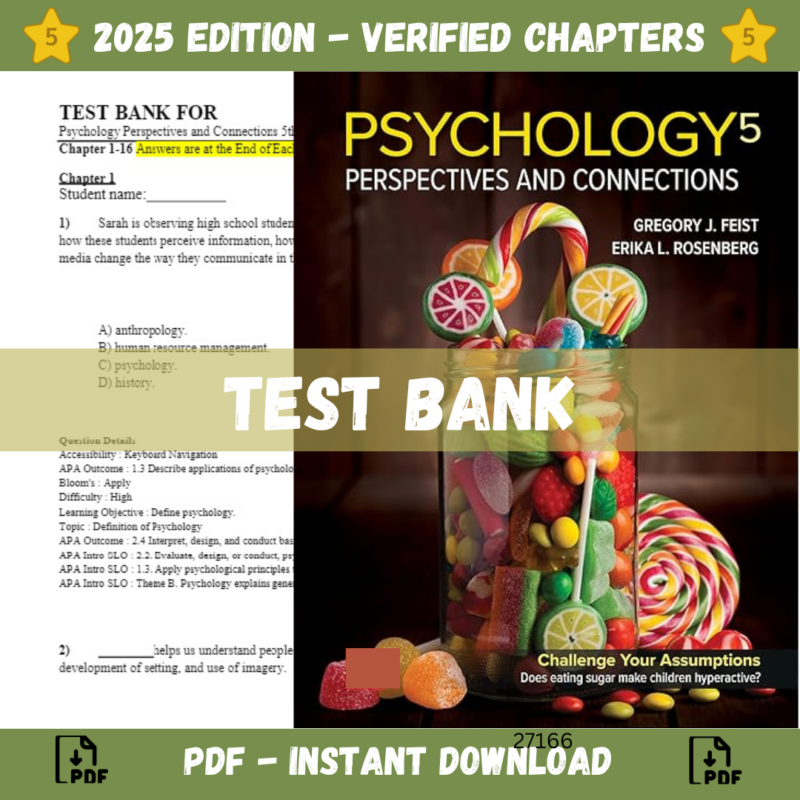 test bank - Psychology Perspectives and Connections 5th Edition