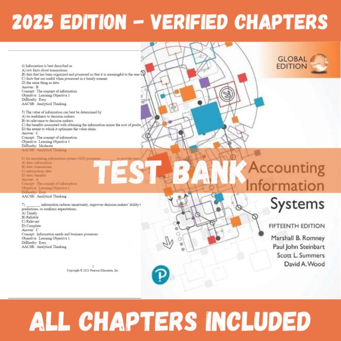 Test Bank - Accounting Information Systems, 15th Edition