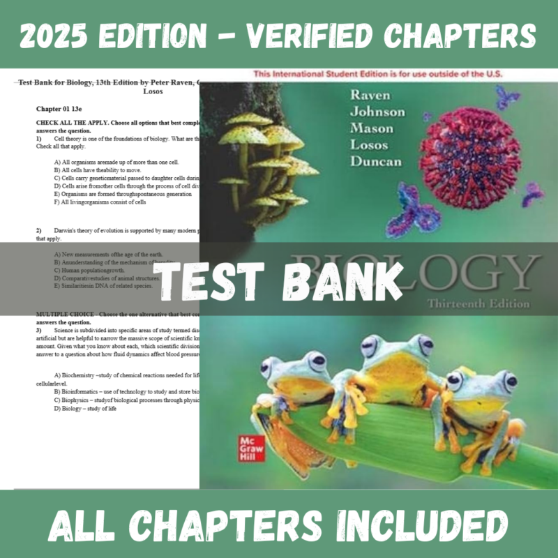 Test Bank - Biology, 13th Edition (Peter H. Raven, 2022)