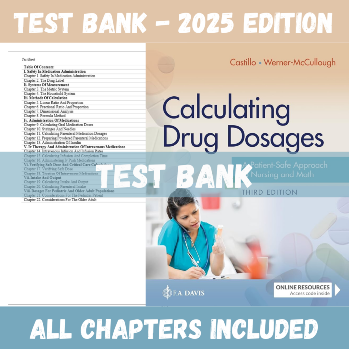 Test Bank For Calculating Drug Dosages A Patient-Safe Approach to Nursing and Math 3rd Edition