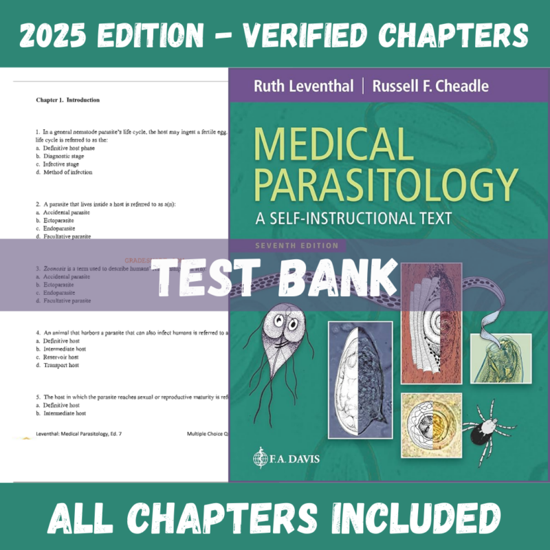 Test Bank - Medical Parasitology A Self-Instructional Text, 7th Edition (Ruth Leventhal, 2020)