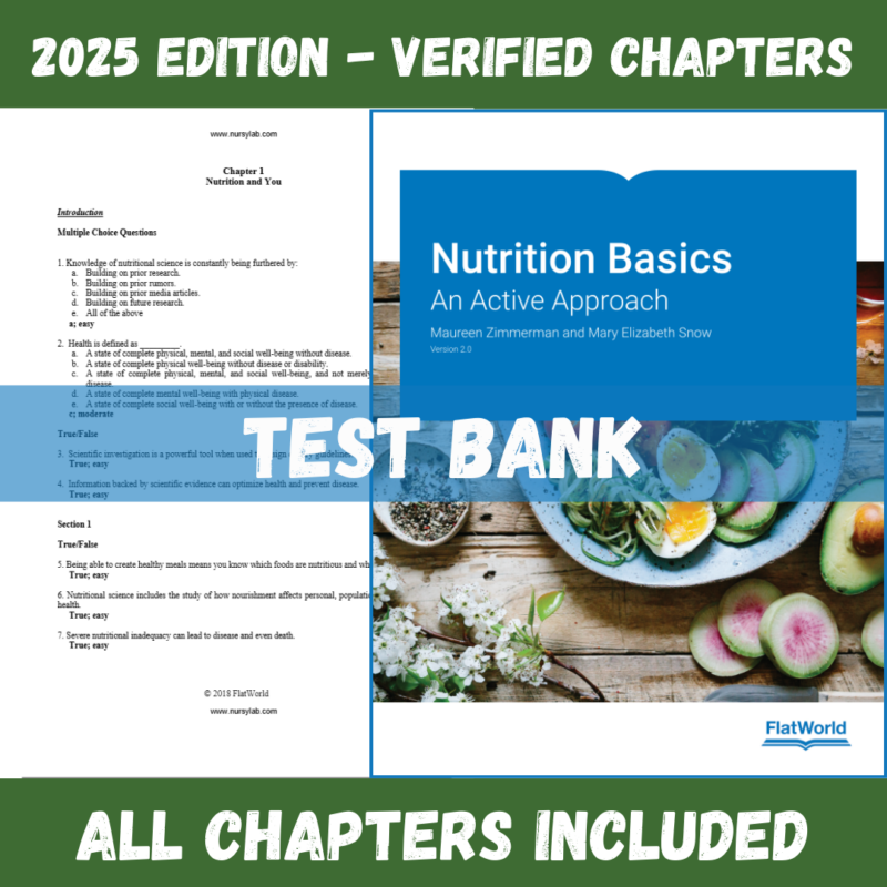 Test Bank - Nutrition Basics An Active Approach, Version 2.0 (Maureen Zimmerman, 2018)