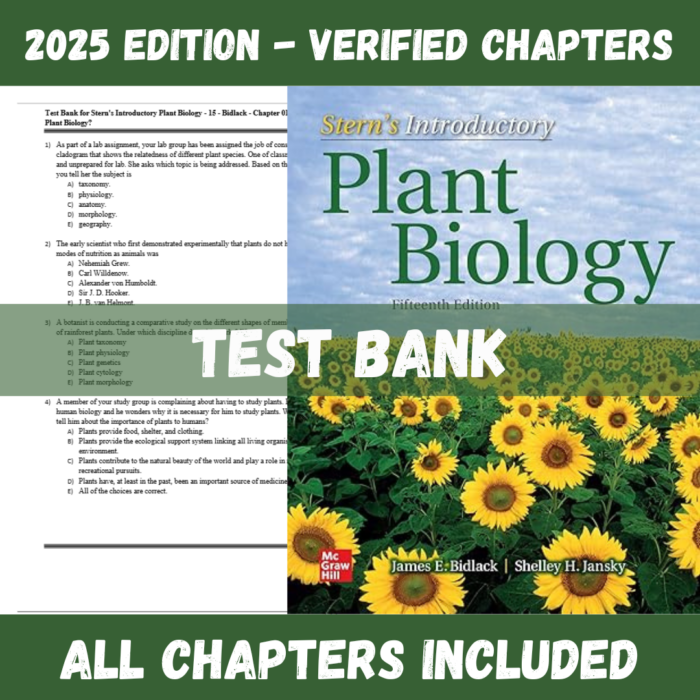 Test Bank - Stern's Introductory Plant Biology, 15th Edition (James E. Bidlack, 2020)