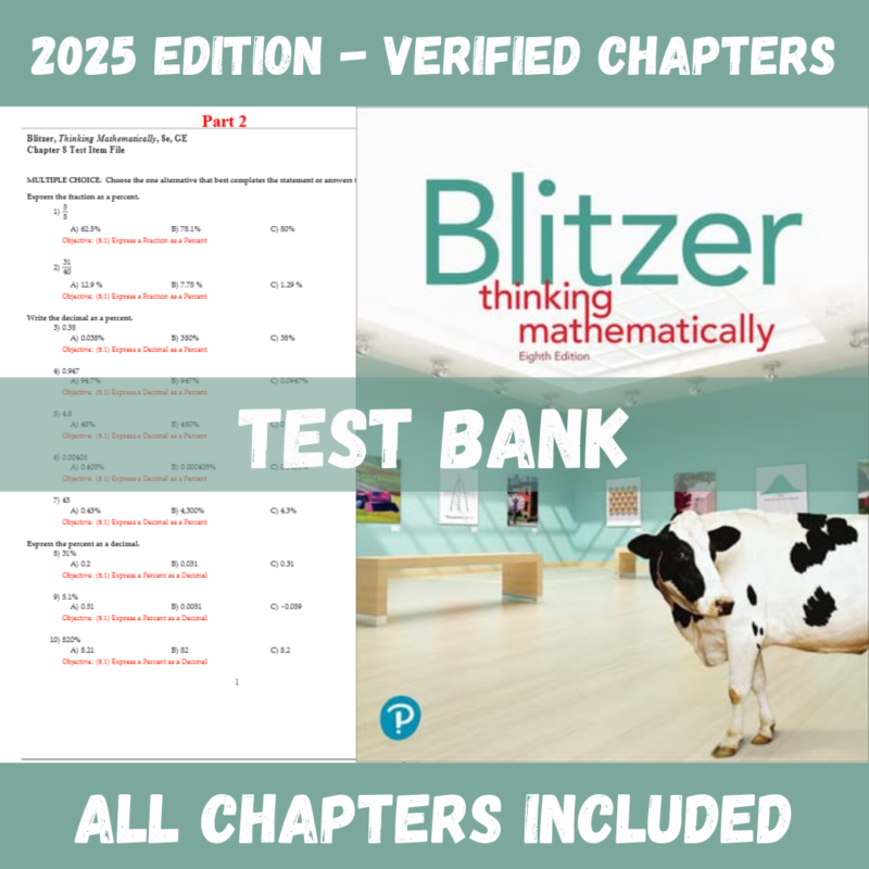 Test Bank - Thinking Mathematically, 8th Edition (Robert Blitzer, 2019)