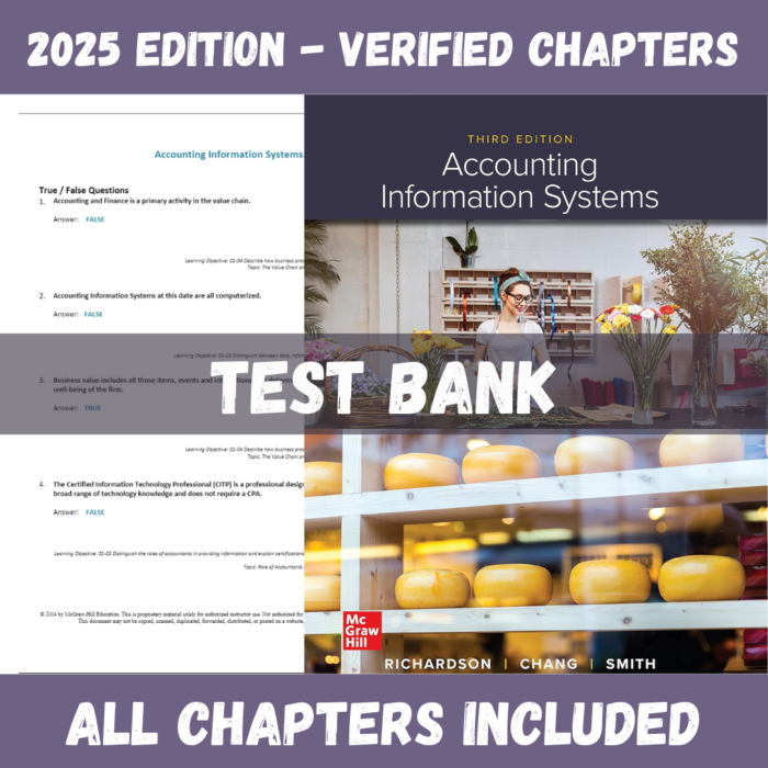 Test bank - Accounting Information Systems 3rd Edition