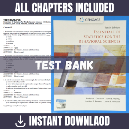 Essentials Of Statistics For The Behavioral Sciences 10th Edition