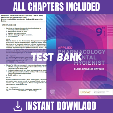 TEST BANK-Applied Pharmacology for The Dental Hygienist 9th Edition